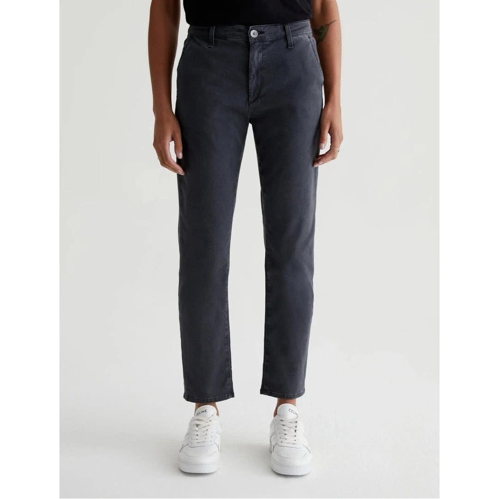 AG Adriano Goldschmied Straight Leg Pants in Charcoal Black